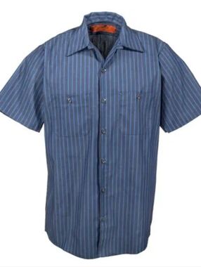 Red Kep Striped Work Shirt Blue Striped